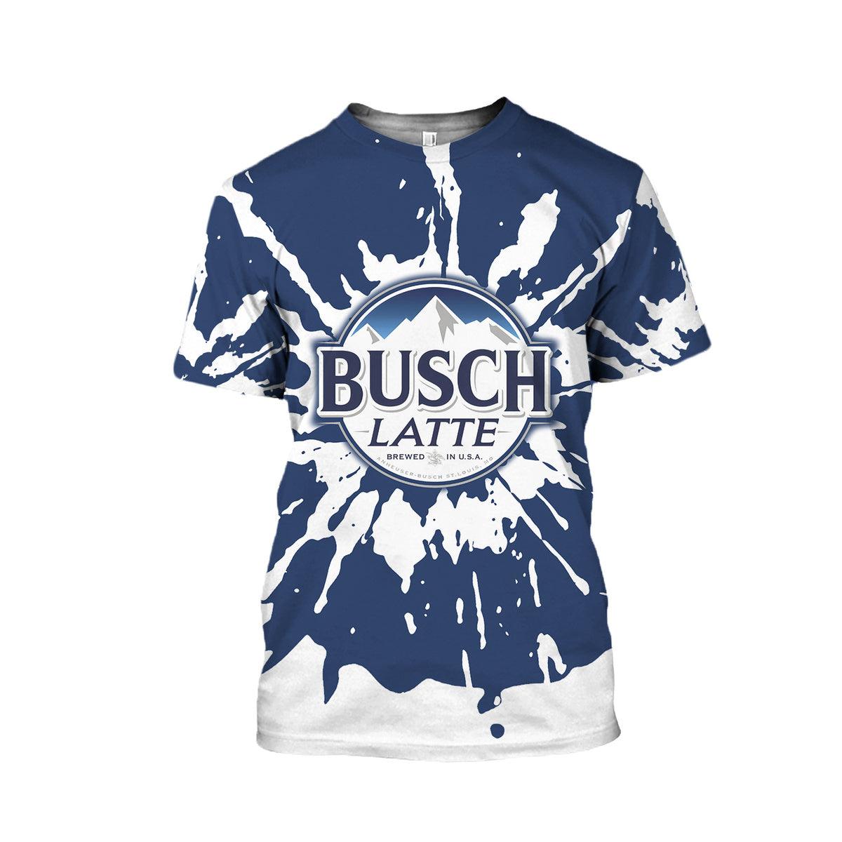 Busch Latte Tie Dye 3D T-shirt, Busch Latte Beer 3D Shirt