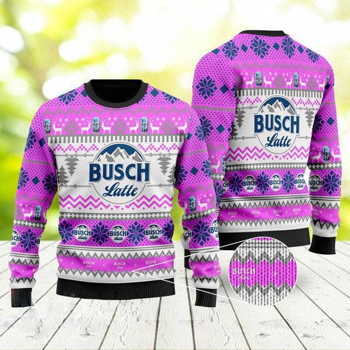 Busch Latte Beer Ugly Christmas Sweater, Busch Latte Beer Ugly Sweater, All Over Printed Christmas Ugly Sweater, Holiday Crew Neck Ugly Sweater