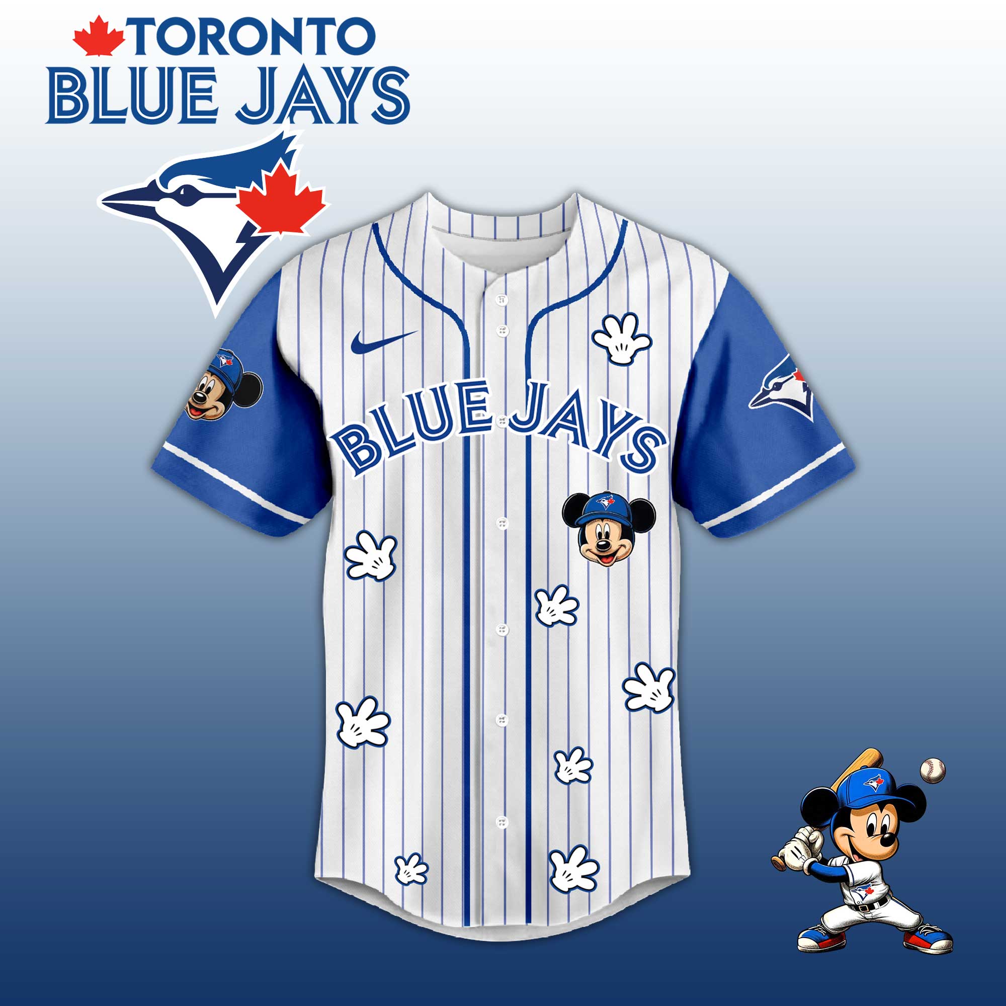 Baseball Jersey T. Blue Jays Mickey Style – Cute Cartoon Fan Gift Shirt.