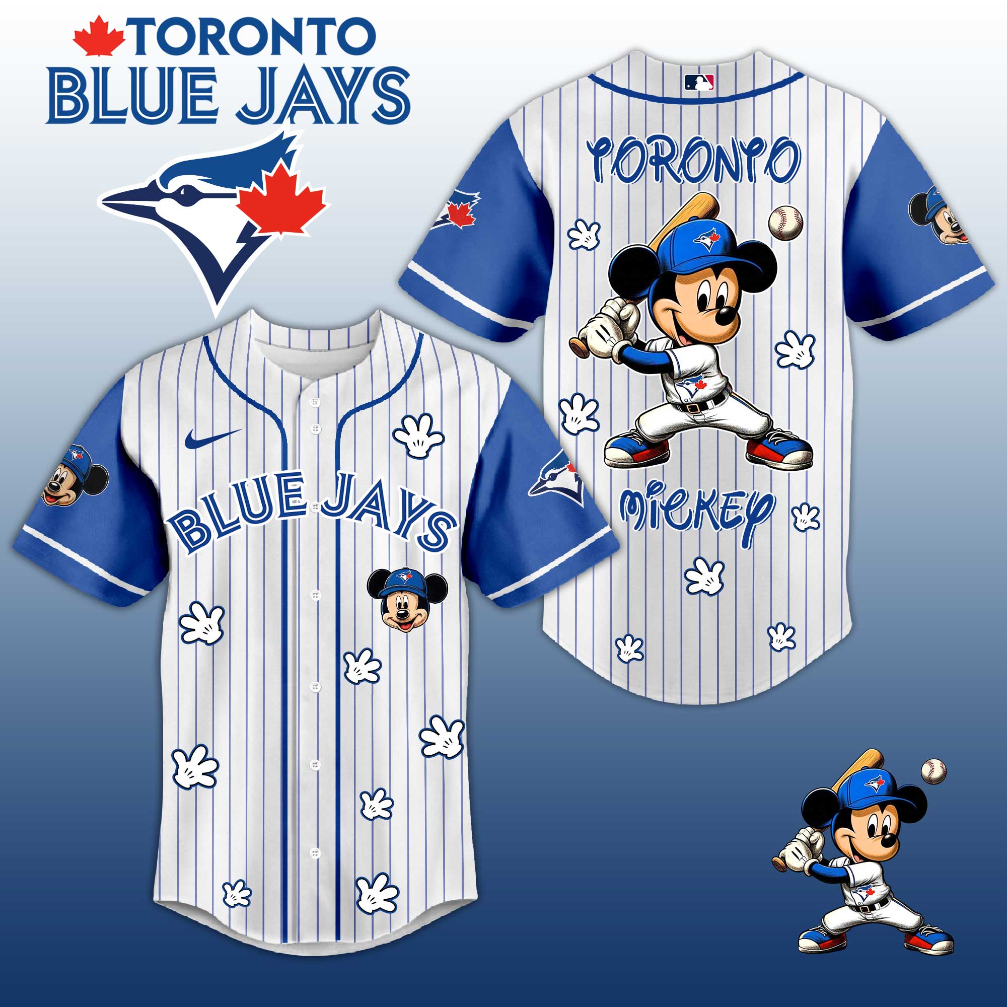 Baseball Jersey T. Blue Jays Mickey Style – Cute Cartoon Fan Gift Shirt.