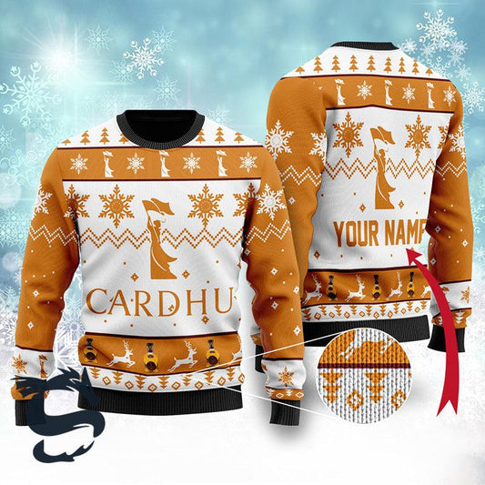 Personalized Cardhu Whiskey Ugly Christmas Sweater, Cardhu Whiskey All-over Print Ugly Sweater, Cardhu Whiskey Xmas Crewneck Knitted Ugly Sweater