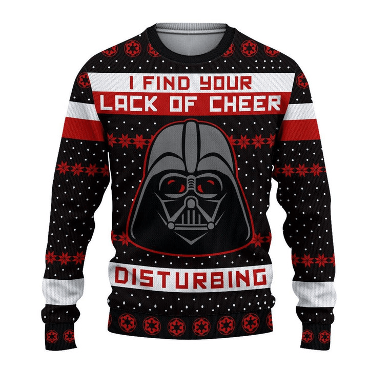 Darth Vader Lack Of Cheer Disturbing Ugly Christmas Sweater, Star Wars Darth Vader Christmas Ugly Sweater, Darth Vader Xmas Crewneck Ugly Sweater