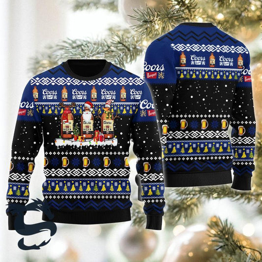 Coors Banquet Santa Reindeer Snowflake Christmas Ugly Sweater, Coors Light Beer Christmas Ugly Sweater, Coors Light Beer Xmas Crew Neck Ugly Sweater