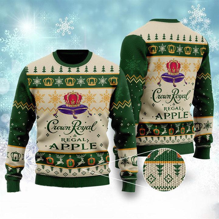 Crown Royal Purple Ugly Christmas Sweater, Crown Royal 3d Knitted Ugly Sweater, All Over Print Christmas Ugly Sweater, Holiday Crew Neck Ugly Sweater