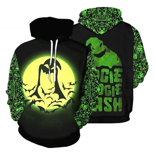 The Nightmare Oogie Boogie Bash All Over Print 3D Hoodie, Halloween Oogie Boogie Green & Black Hoodie, Oogie Boogie Pullover Hooded Sweatshirts