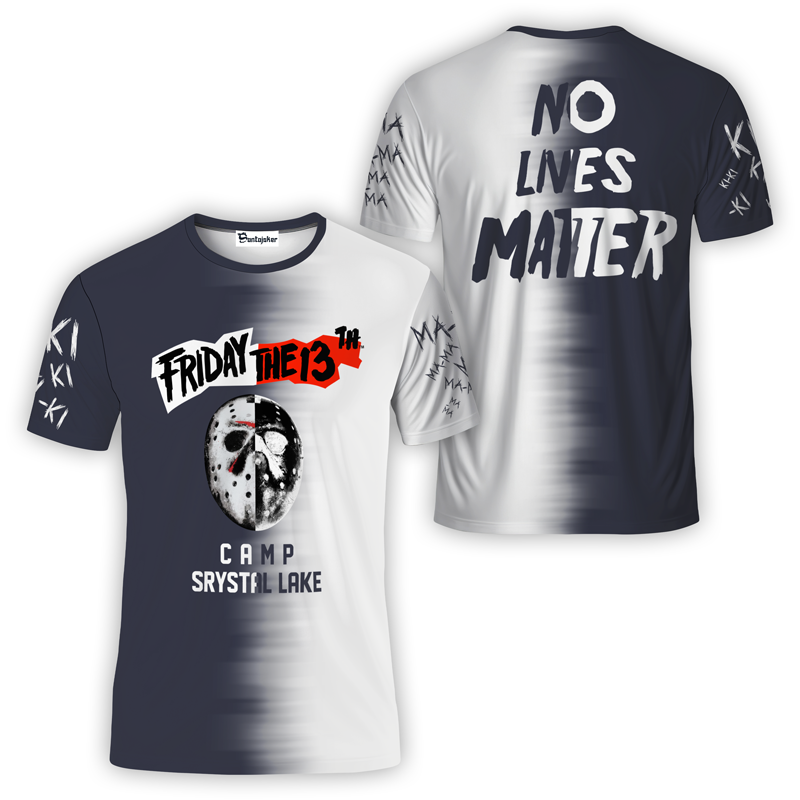 Firiday The 13th Jason Voorhees Black & White T-shirt, Jason Voorhees No Lives Matter T-shirt, Jason Voorhees 3d T-shirt