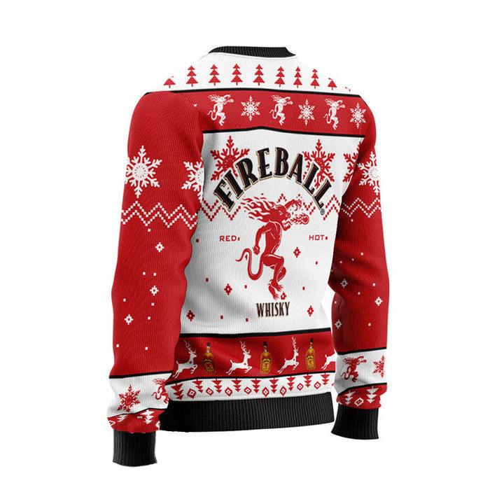 Fireball Whiskey Ugly Christmas Sweater, Fireball Whiskey Ugly Sweater, All Over Printed Fireball Ugly Sweater, Holiday Crew Neck Ugly Sweater