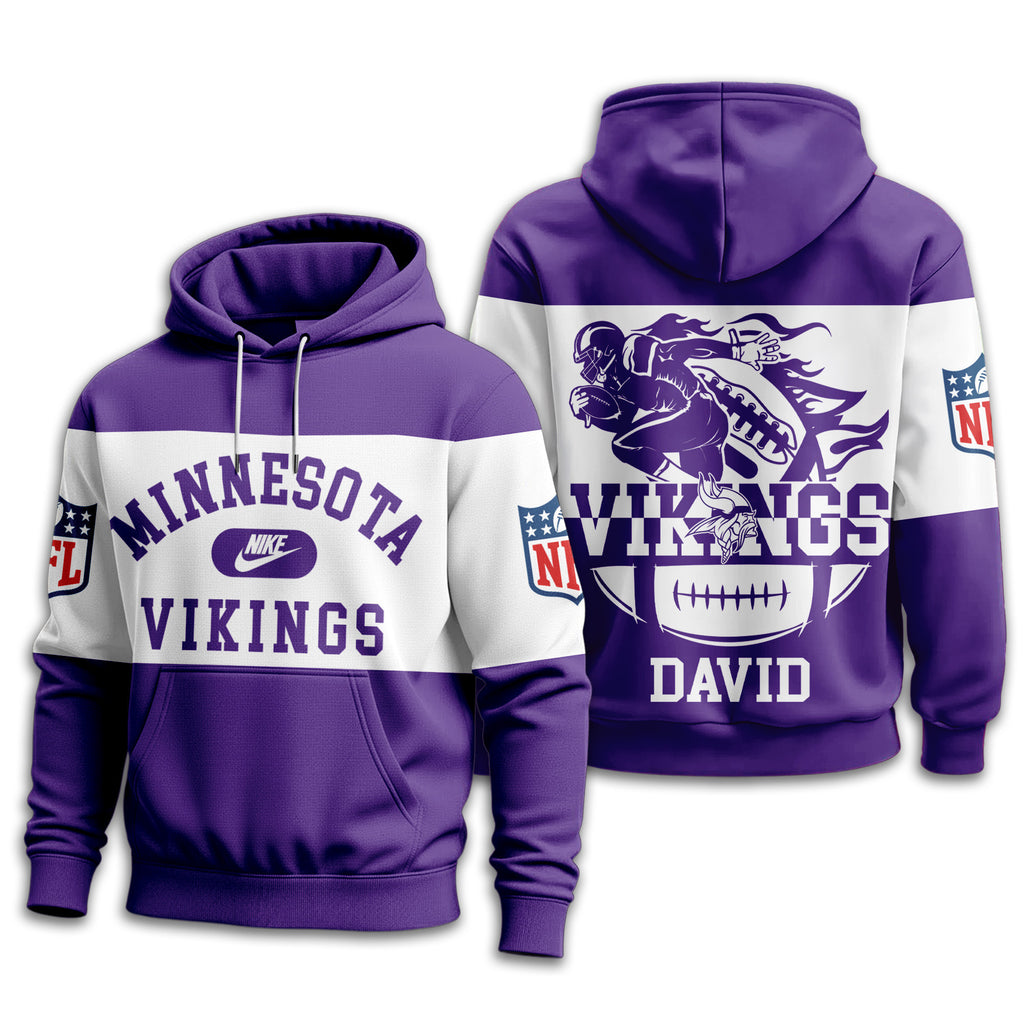 M.vikings | Premium  Touchdown Spirit Personalized Hoodie Nf1