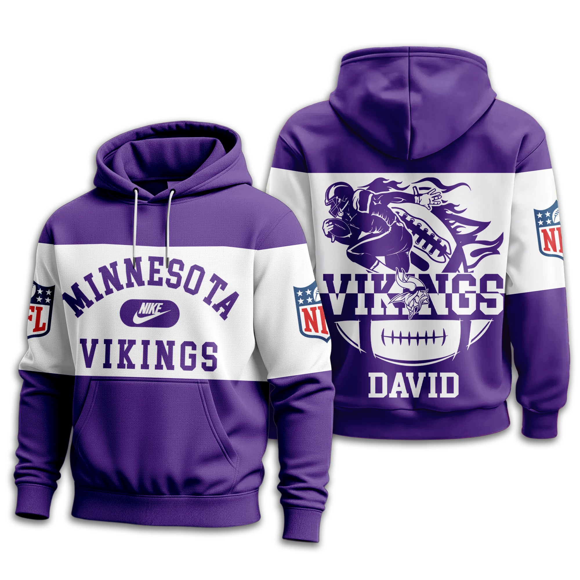 M.vikings | Premium  Touchdown Spirit Personalized Hoodie Nf1