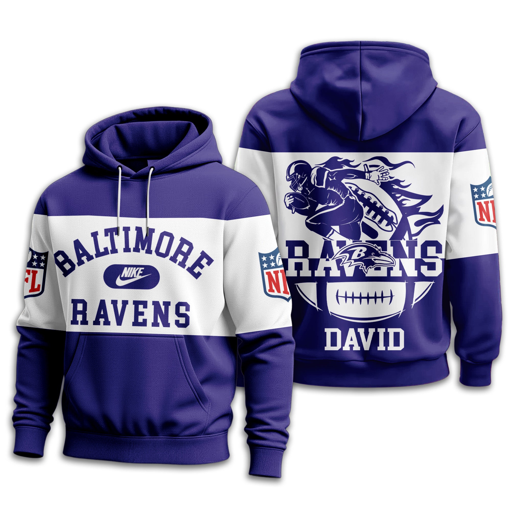 B.ravens | Premium  Touchdown Spirit Personalized Hoodie Nf1