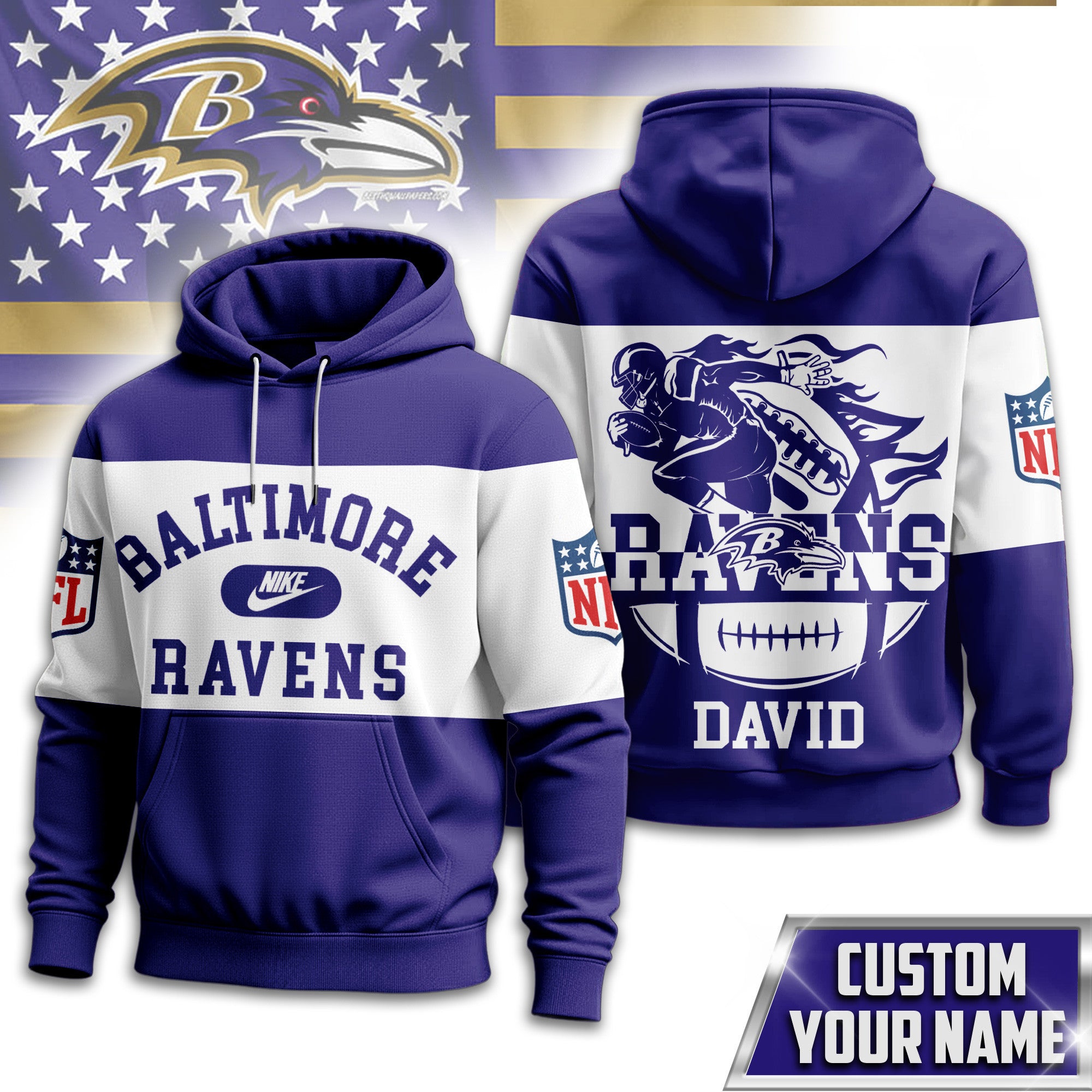 B.ravens | Premium  Touchdown Spirit Personalized Hoodie Nf1