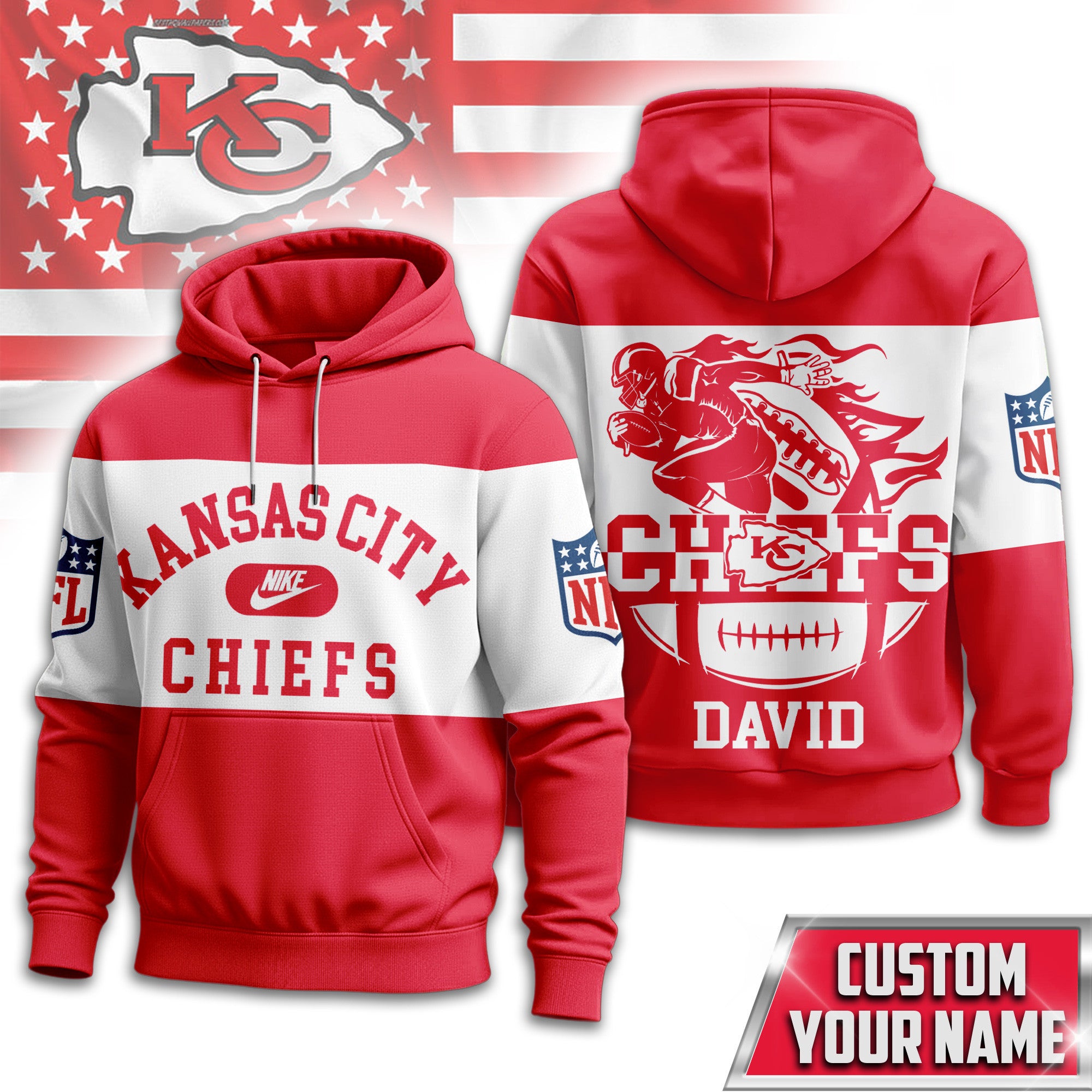 Kc.chiefs | Premium  Touchdown Spirit Personalized Hoodie Nf1