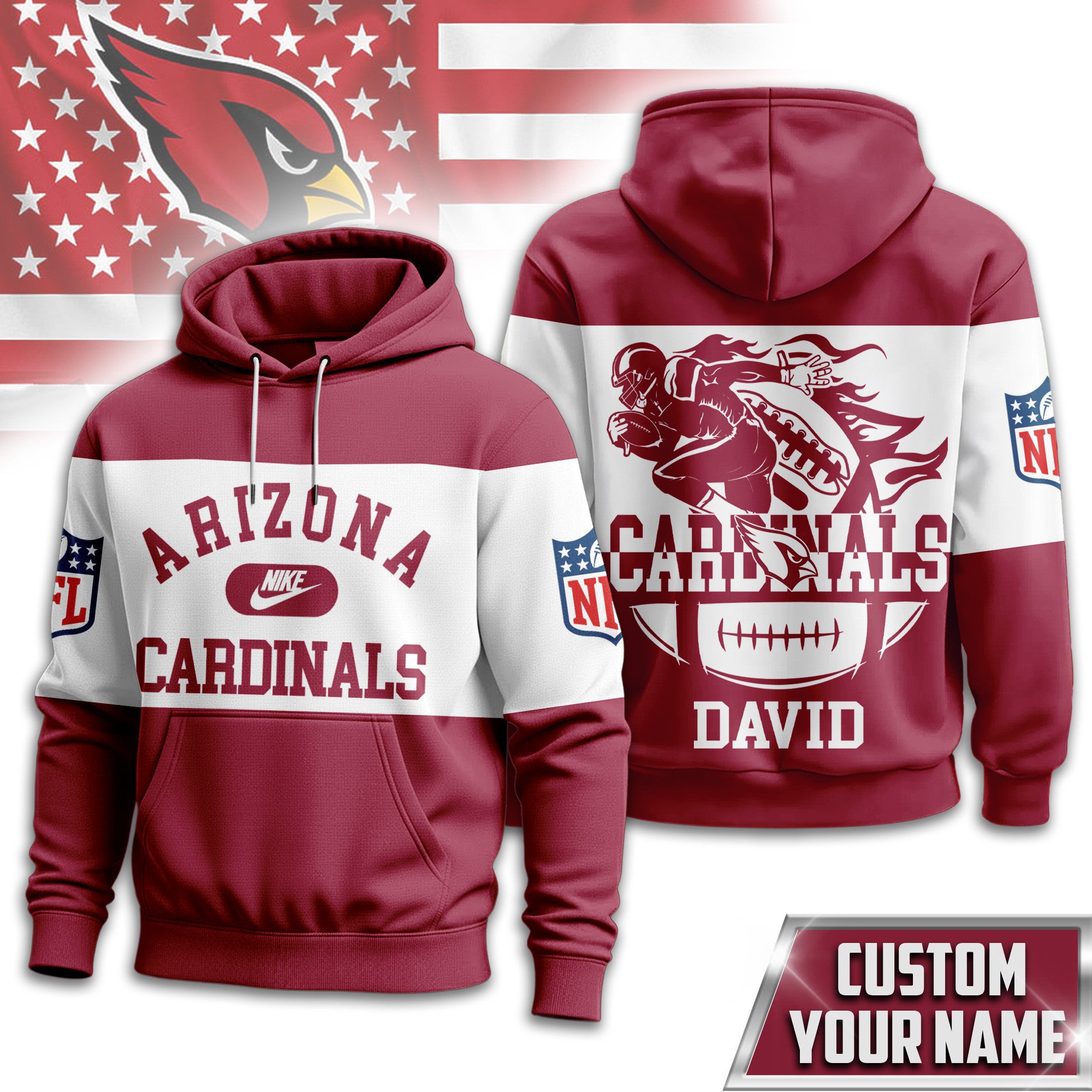 A.cardinals | Premium  Touchdown Spirit Personalized Hoodie Nf1