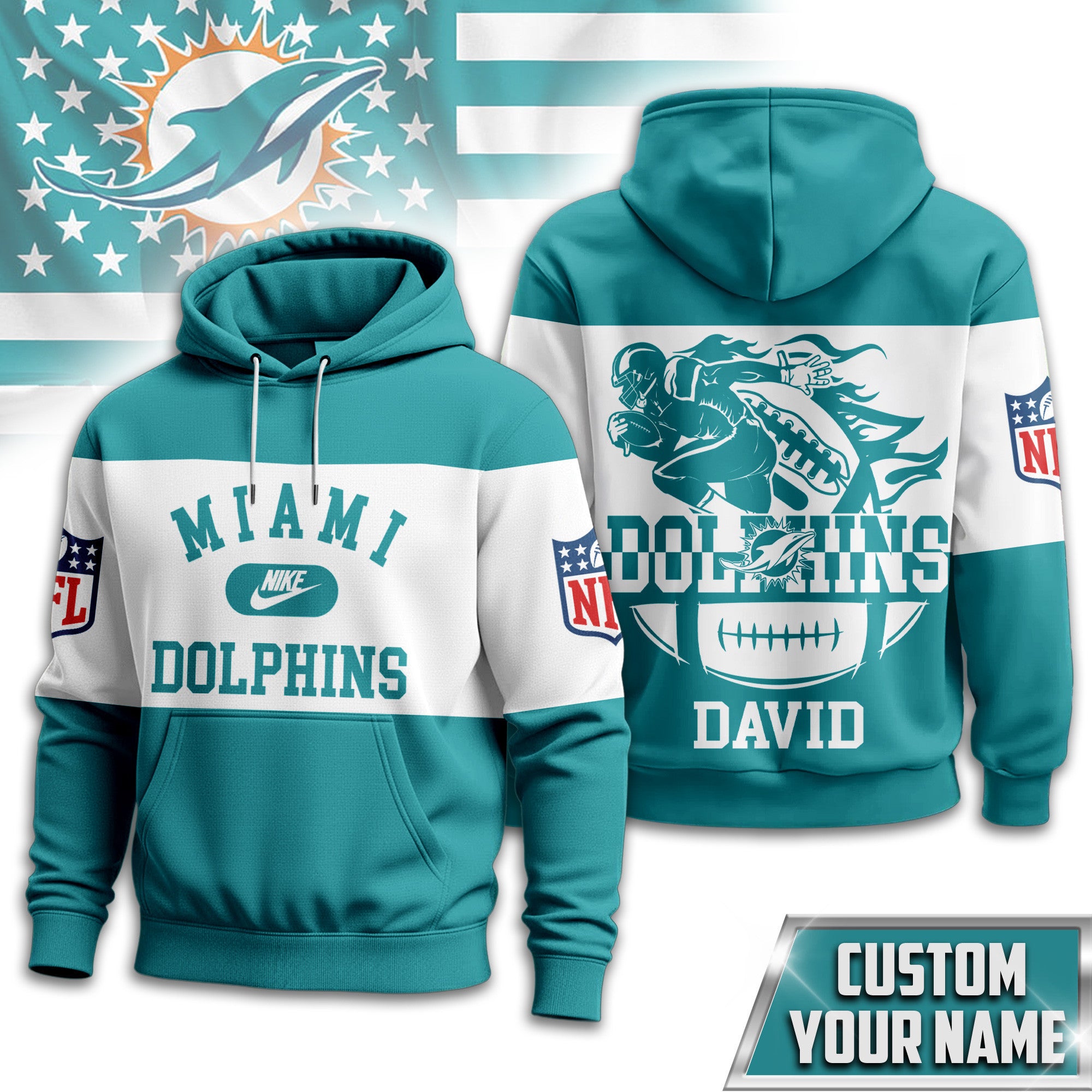 M.dolphins | Premium  Touchdown Spirit Personalized Hoodie Nf1