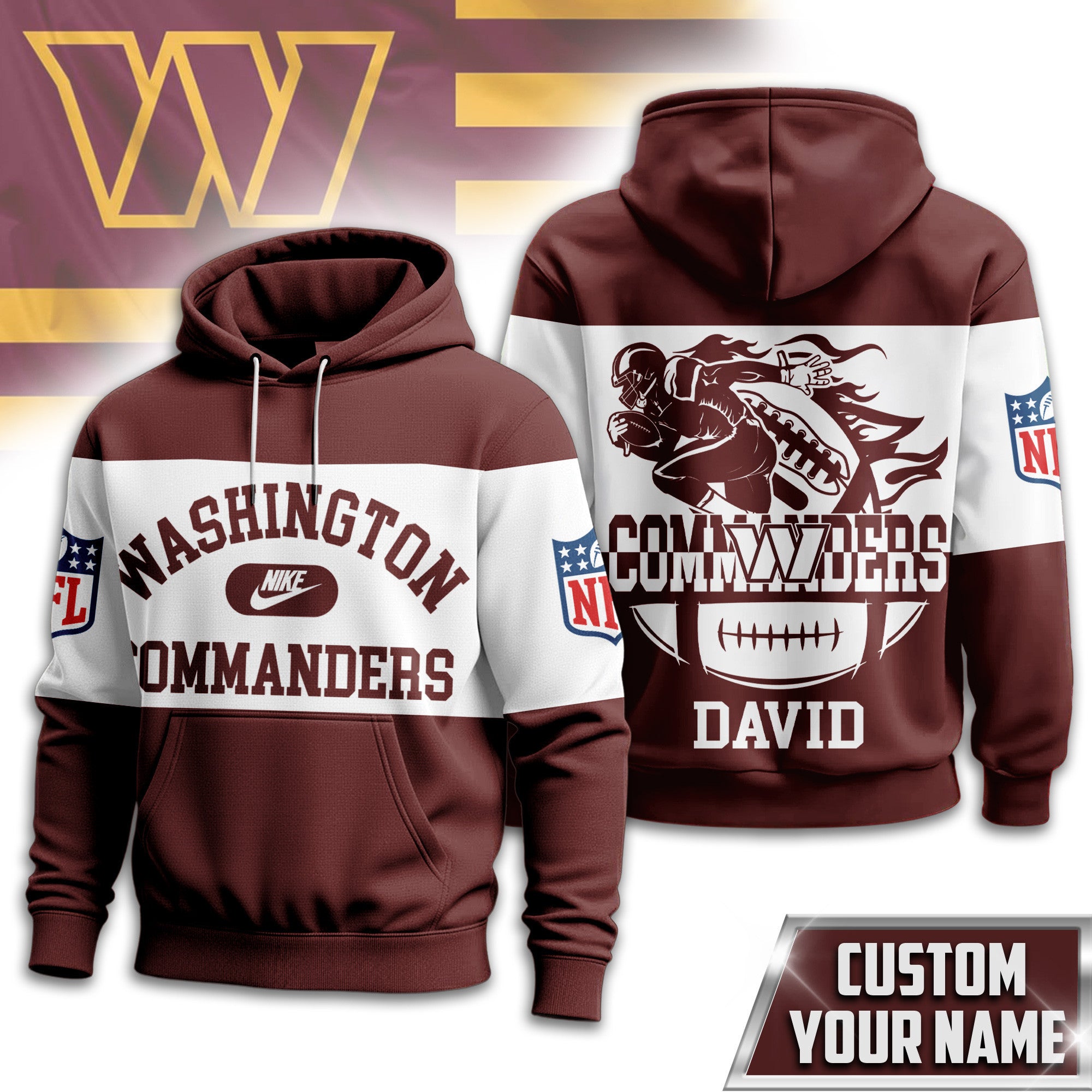W.commanders | Premium  Touchdown Spirit Personalized Hoodie Nf1