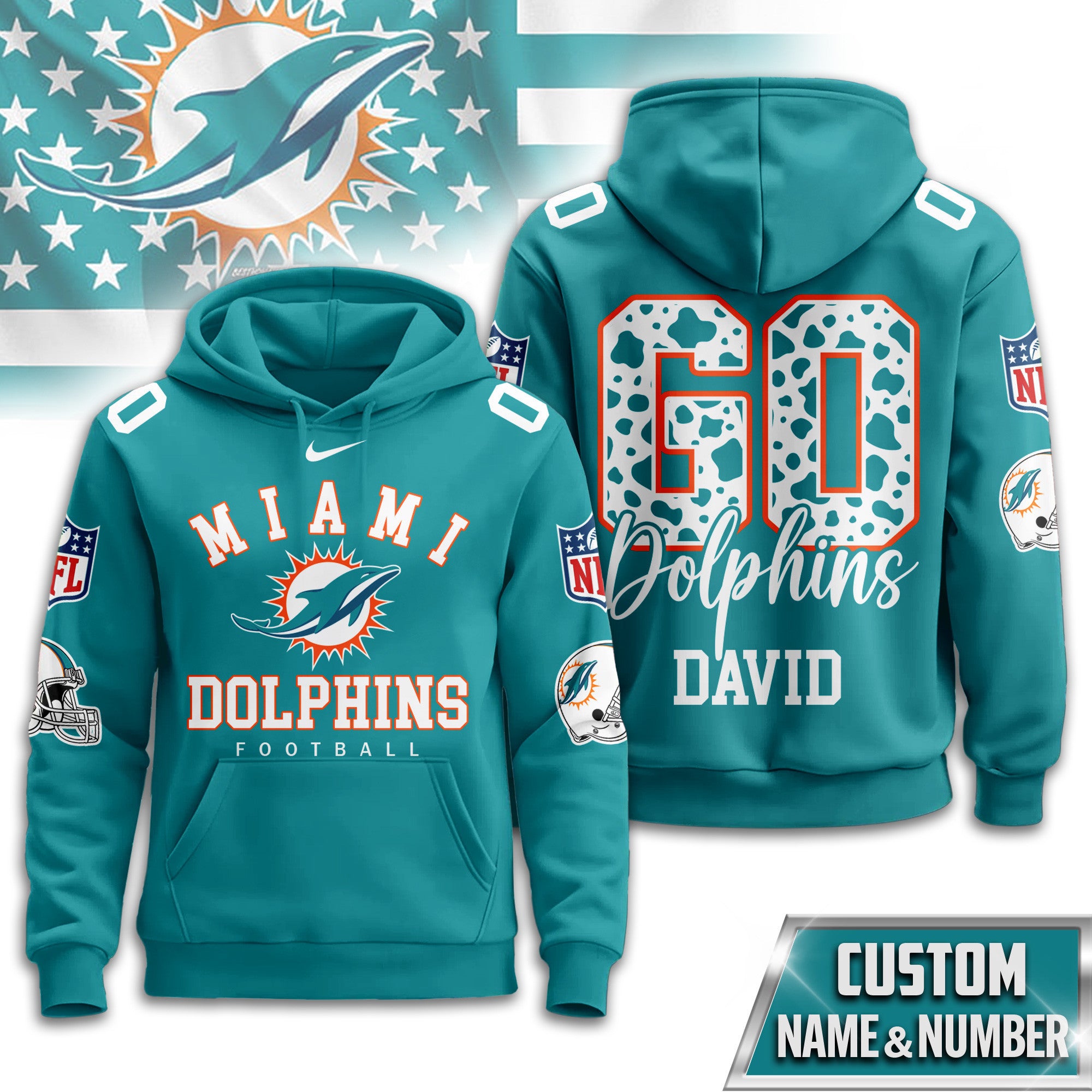 M.dolphins | Premium  Custom Game Day Hoodie Nf1