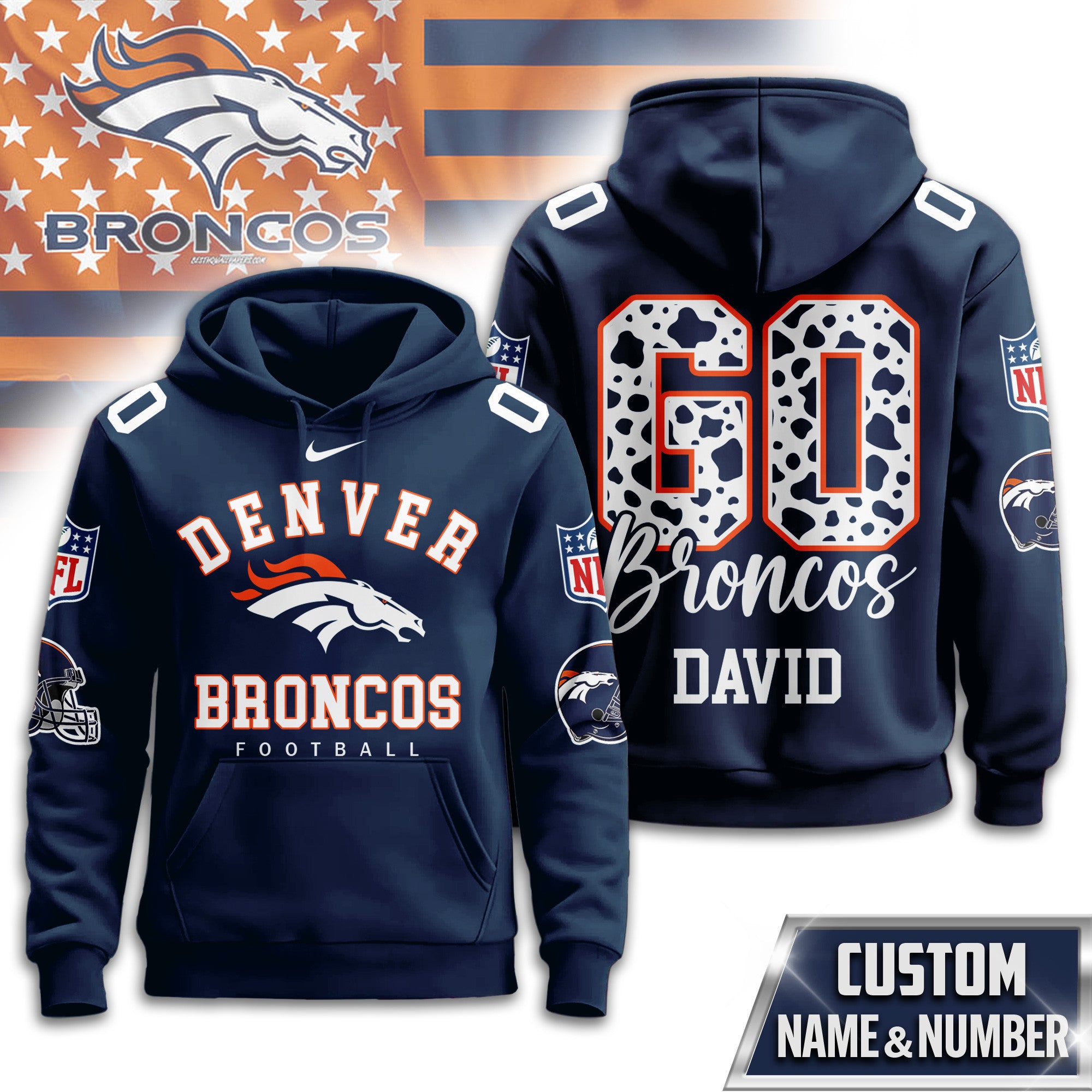 D.broncos | Premium  Custom Game Day Hoodie Nf1