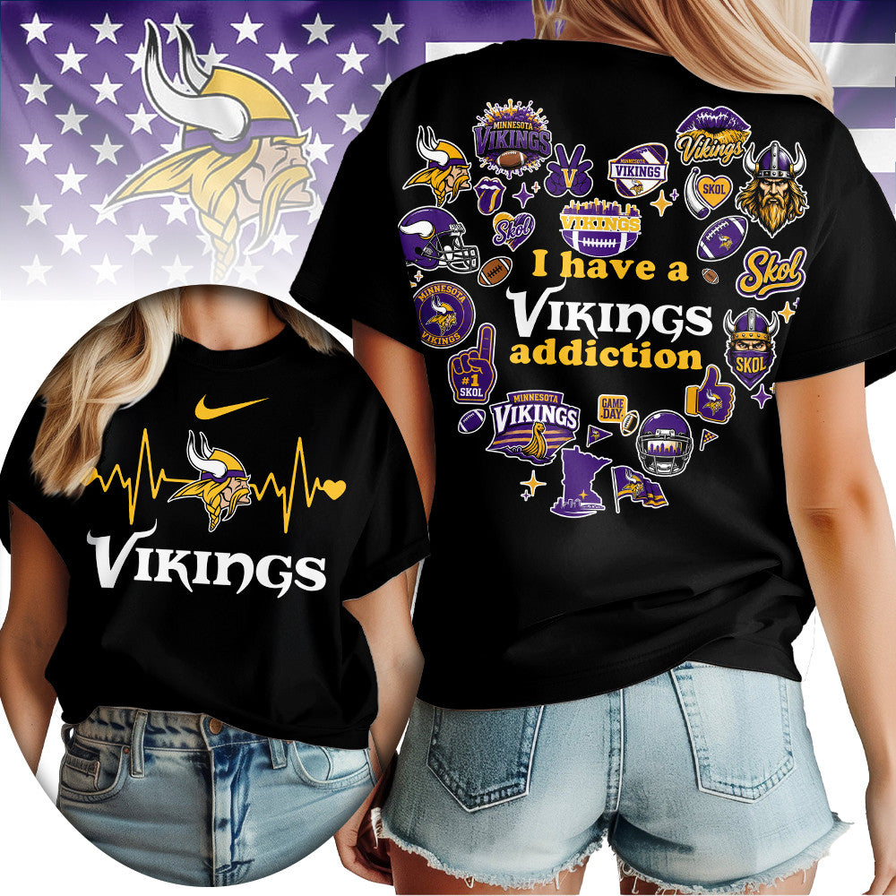 M.vikings | Premium .n.f.l. Heartbeat Fan Spirit 3d Shirt
