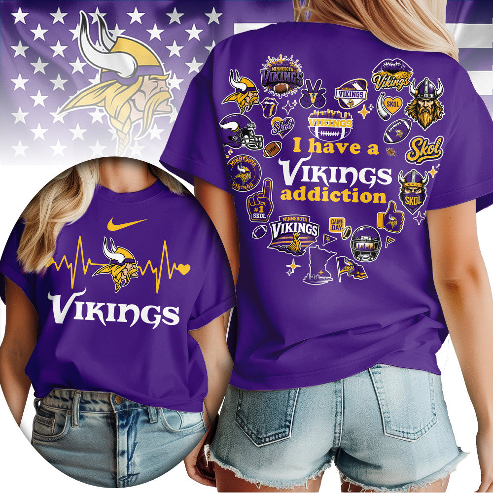 M.vikings | Premium .n.f.l. Heartbeat Fan Spirit 3d Shirt