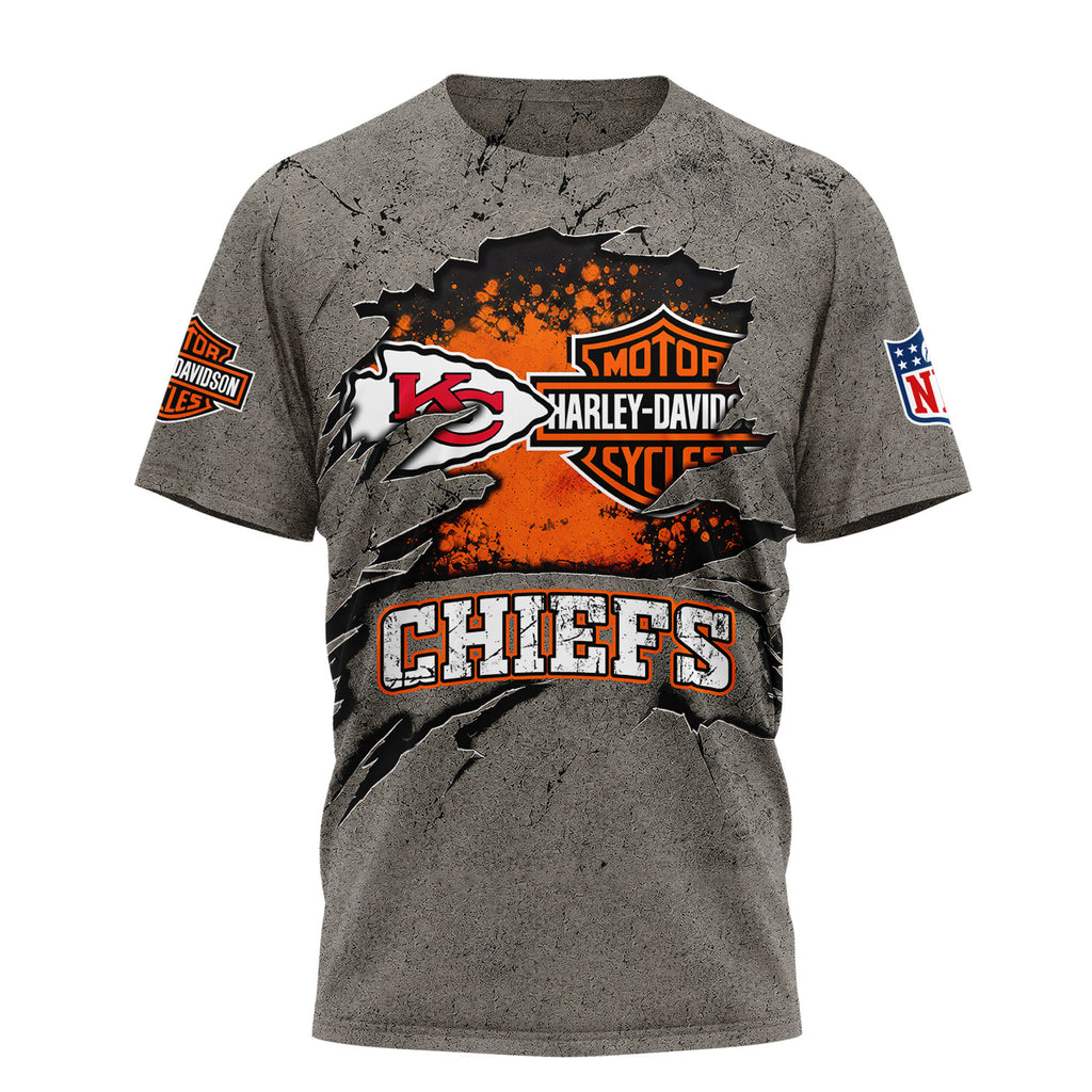 Kc.chiefs | Premium  Harley Davidson For Life 3d Shirt Nf1