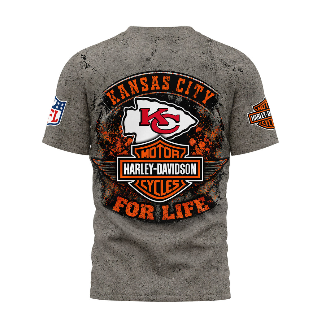 Kc.chiefs | Premium  Harley Davidson For Life 3d Shirt Nf1