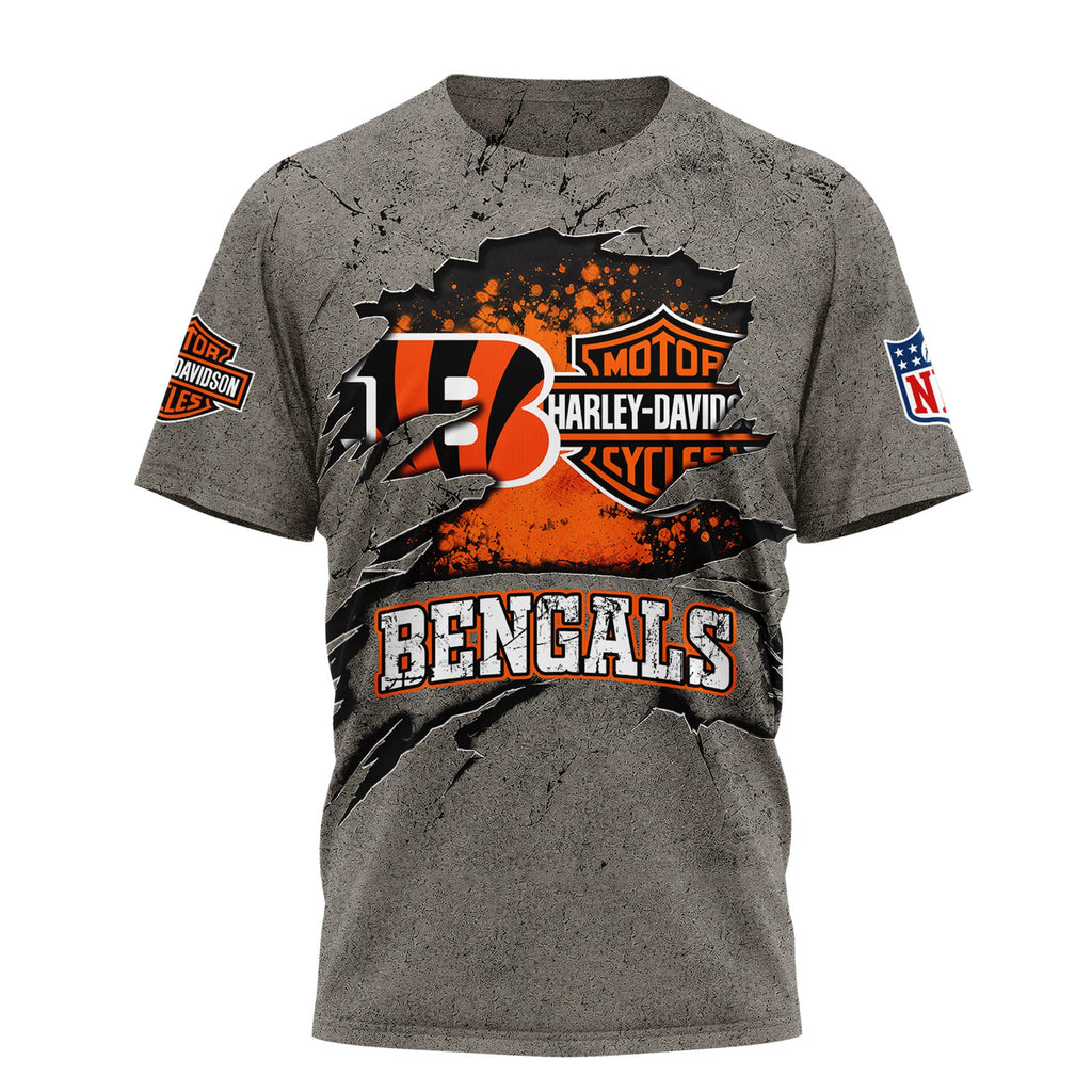 C.bengals | Premium  Harley Davidson For Life 3d Shirt Nf1