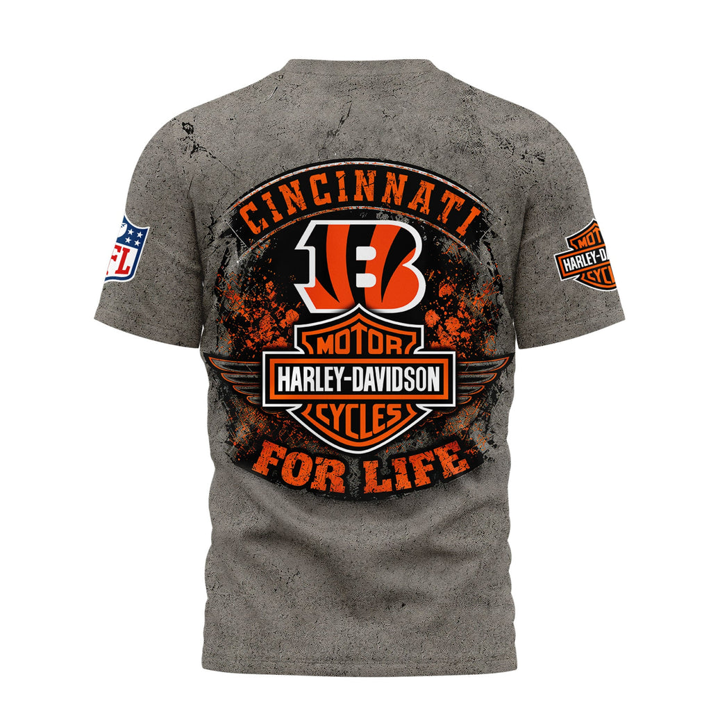 C.bengals | Premium  Harley Davidson For Life 3d Shirt Nf1