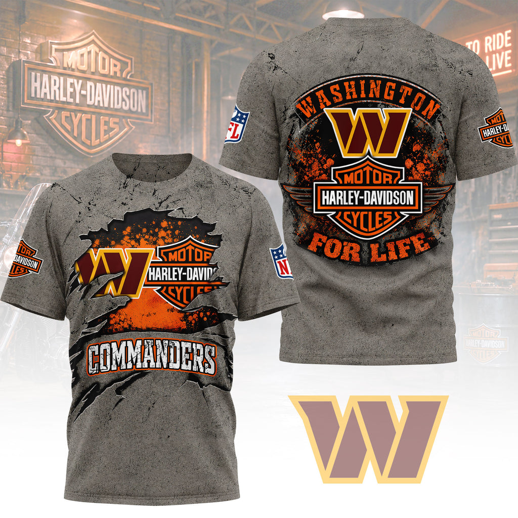 W.commanders | Premium  Harley Davidson For Life 3d Shirt Nf1