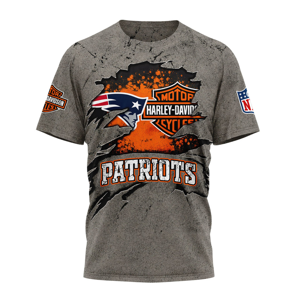 Ne.patriots | Premium  Harley Davidson For Life 3d Shirt Nf1