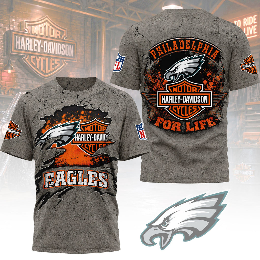 P.eagles | Premium  Harley Davidson For Life 3d Shirt Nf1