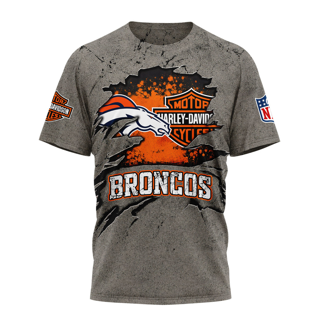 D.broncos | Premium  Harley Davidson For Life 3d Shirt Nf1