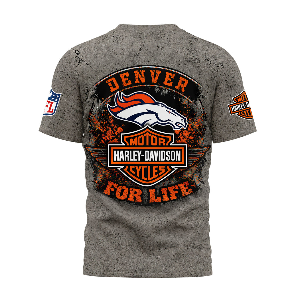 D.broncos | Premium  Harley Davidson For Life 3d Shirt Nf1