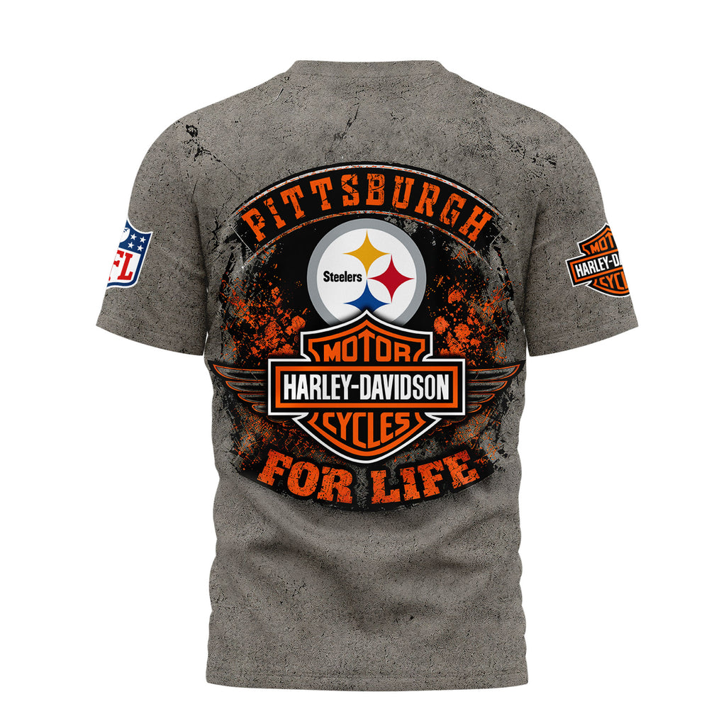 P.steelers | Premium  Harley Davidson For Life 3d Shirt Nf1