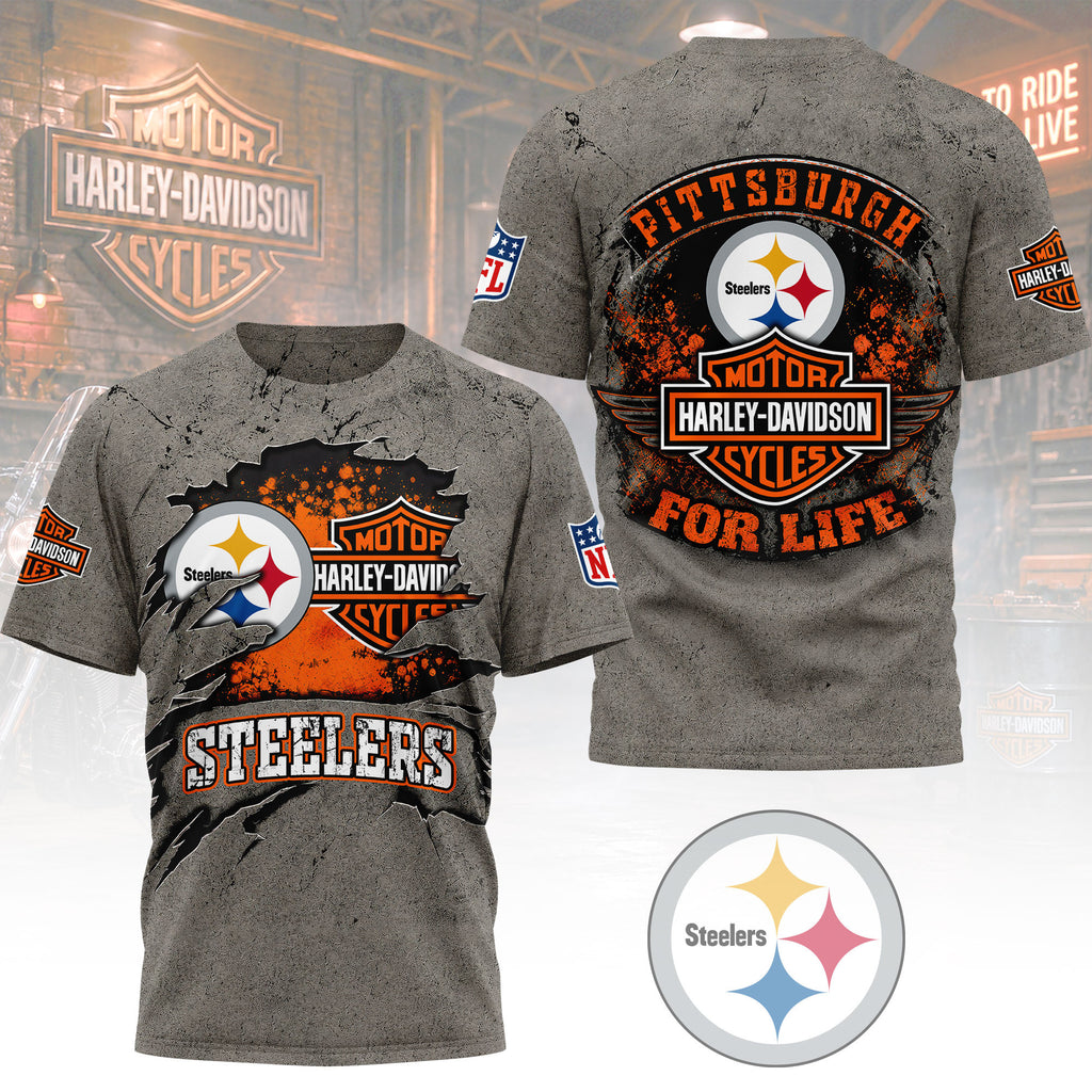 P.steelers | Premium  Harley Davidson For Life 3d Shirt Nf1