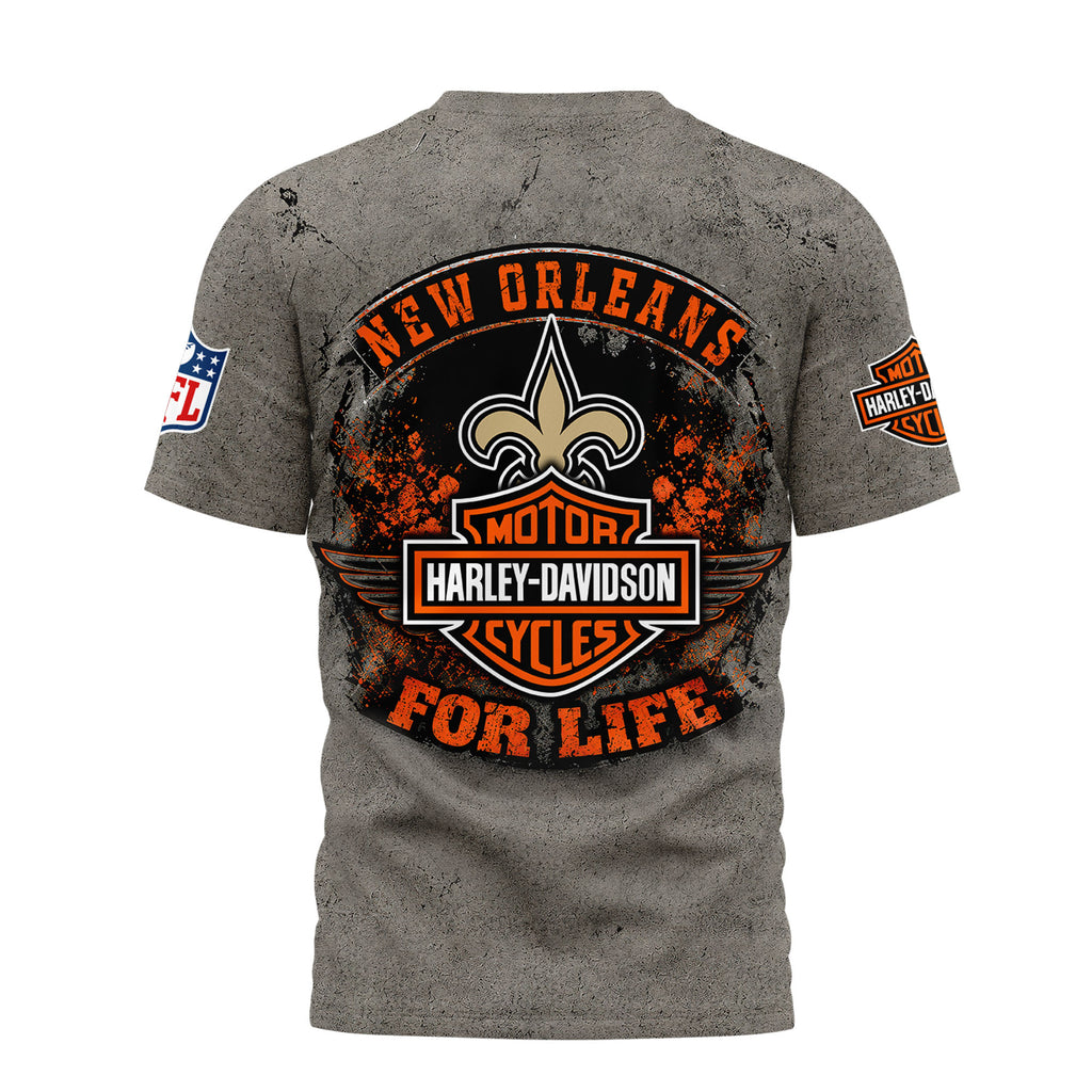 No.saints | Premium  Harley Davidson For Life 3d Shirt Nf1