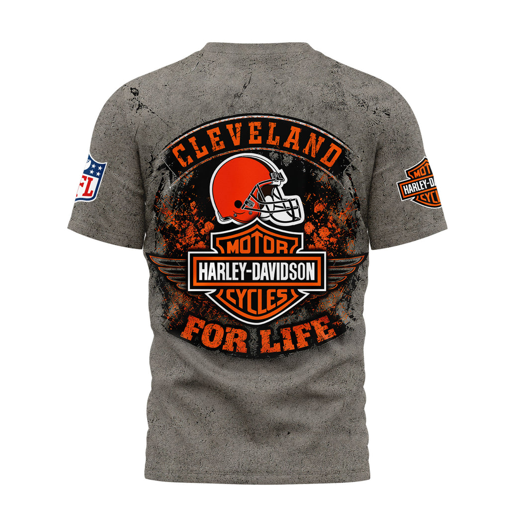 C.browns | Premium  Harley Davidson For Life 3d Shirt Nf1
