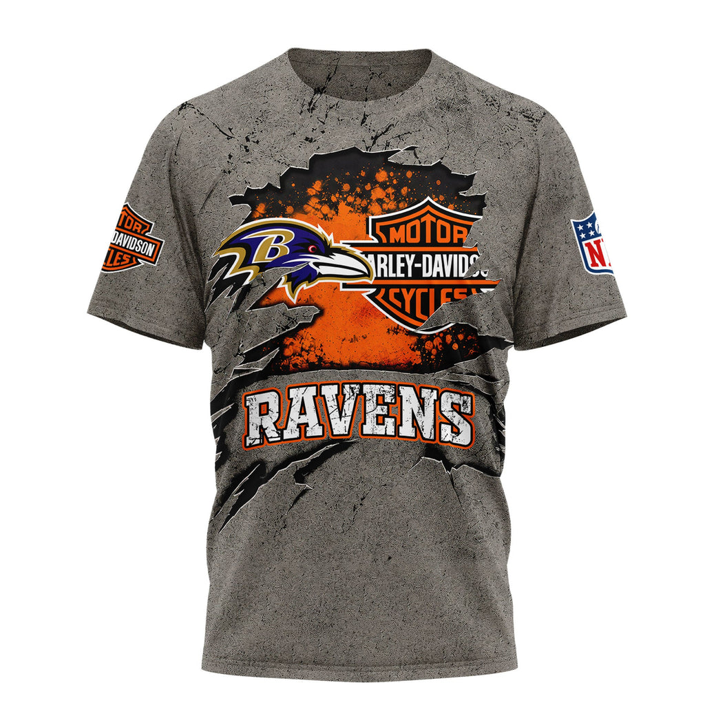 B.ravens | Premium  Harley Davidson For Life 3d Shirt Nf1