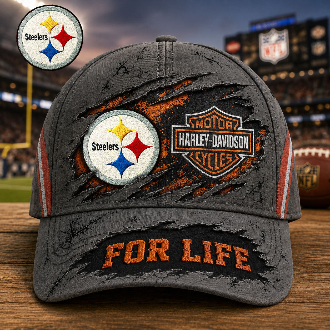 P.steelers | Premium  Harley Davidson For Life Classic Cap Nf1