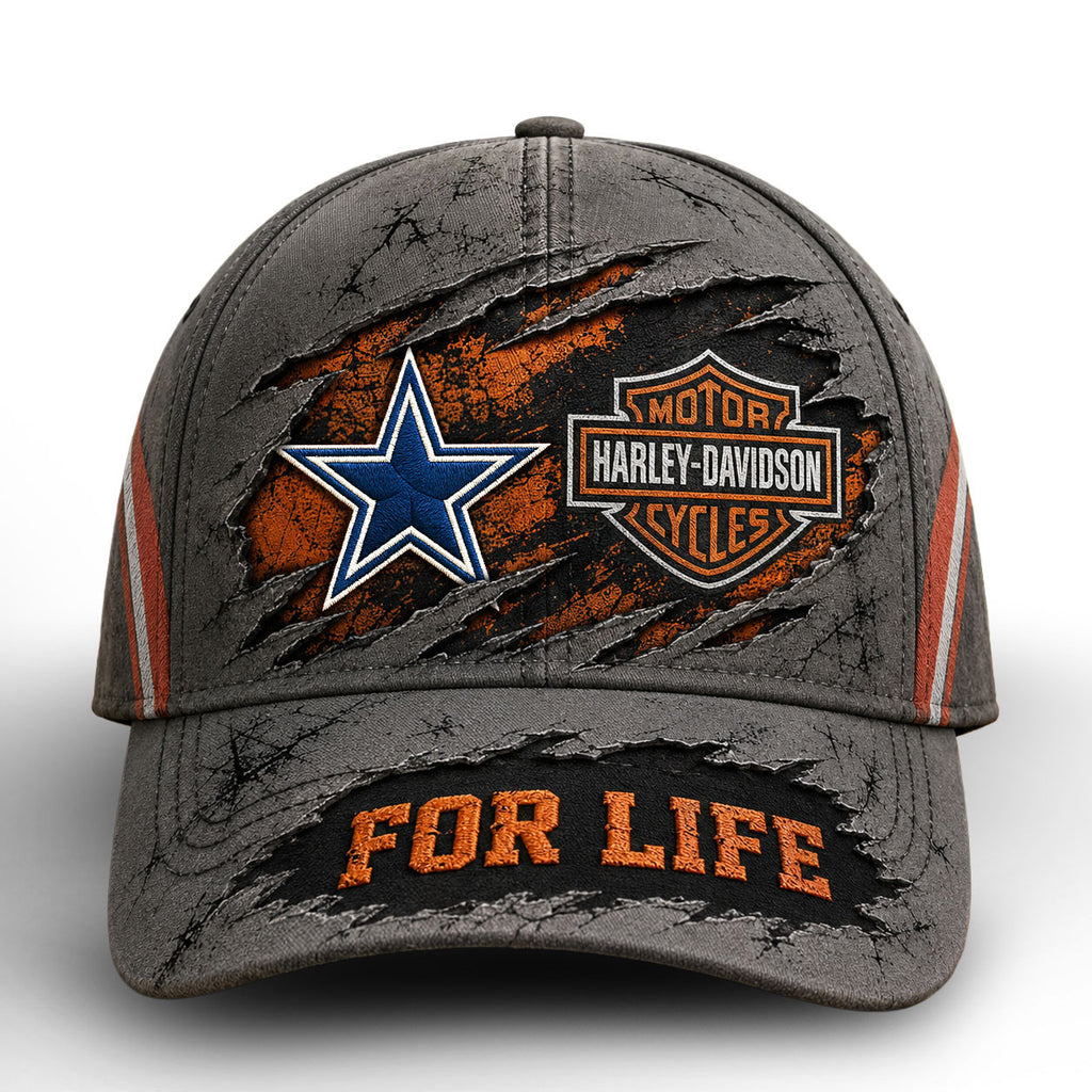 D.cowboys | Premium  Harley Davidson For Life Classic Cap Nf1