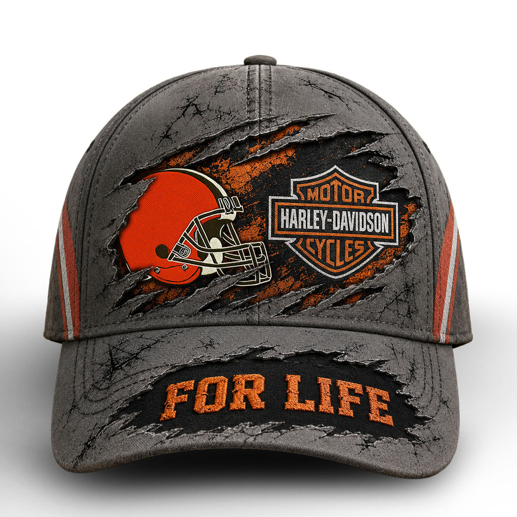 C.browns | Premium  Harley Davidson For Life Classic Cap Nf1