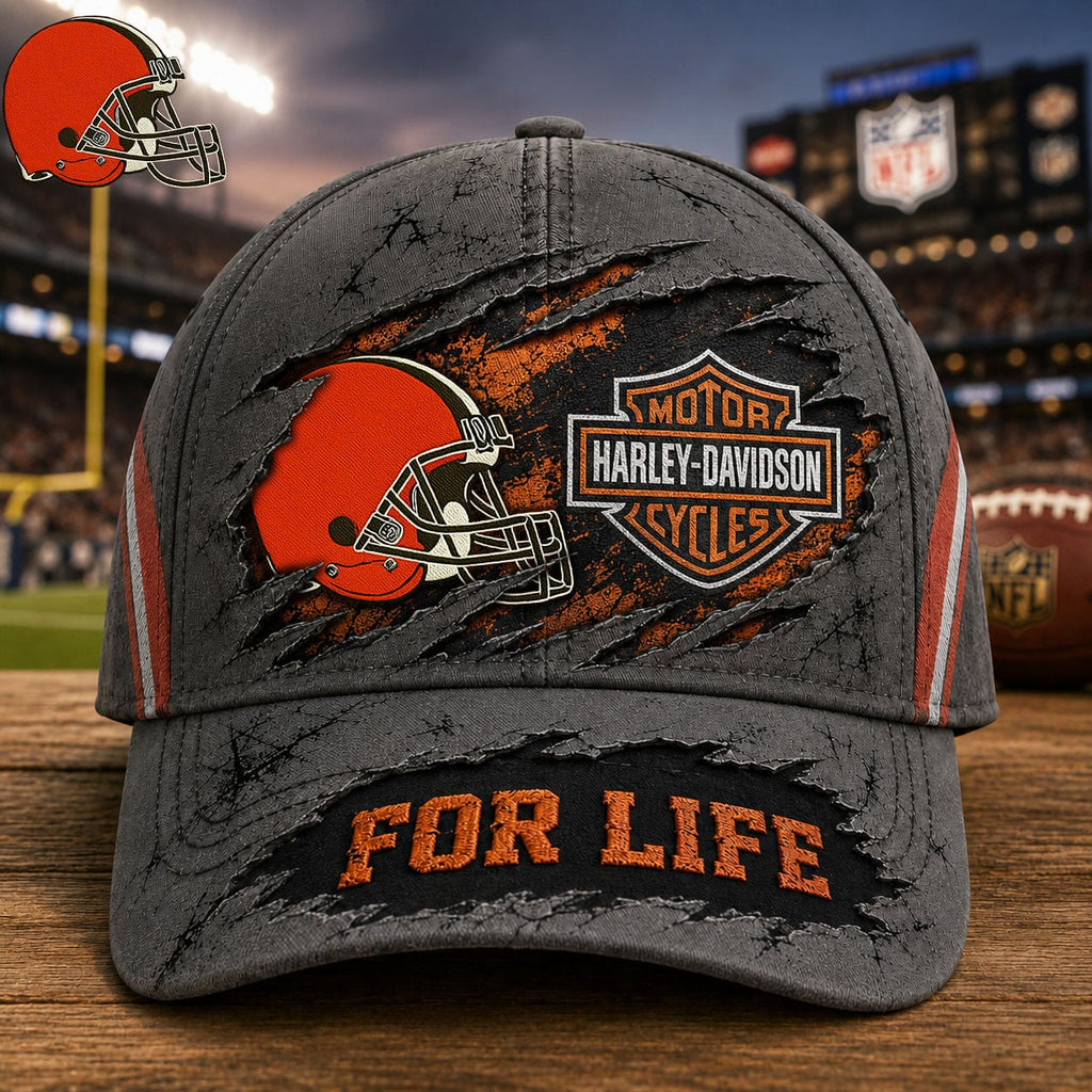 C.browns | Premium  Harley Davidson For Life Classic Cap Nf1