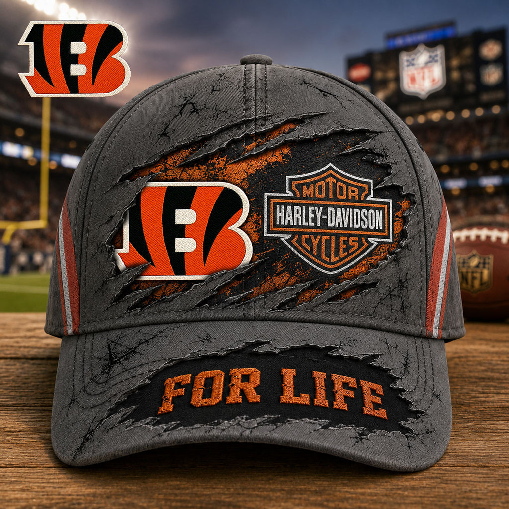 C.bengals | Premium  Harley Davidson For Life Classic Cap Nf1