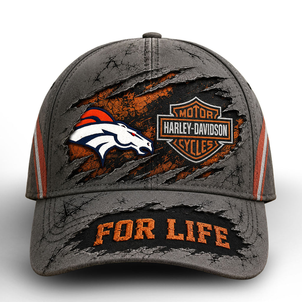D.broncos | Premium  Harley Davidson For Life Classic Cap Nf1