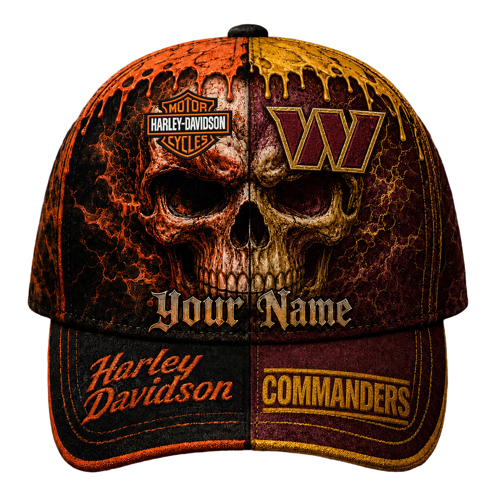 W.commanders | Premium  Harley Davidson Split Skull Classic Cap Nf1