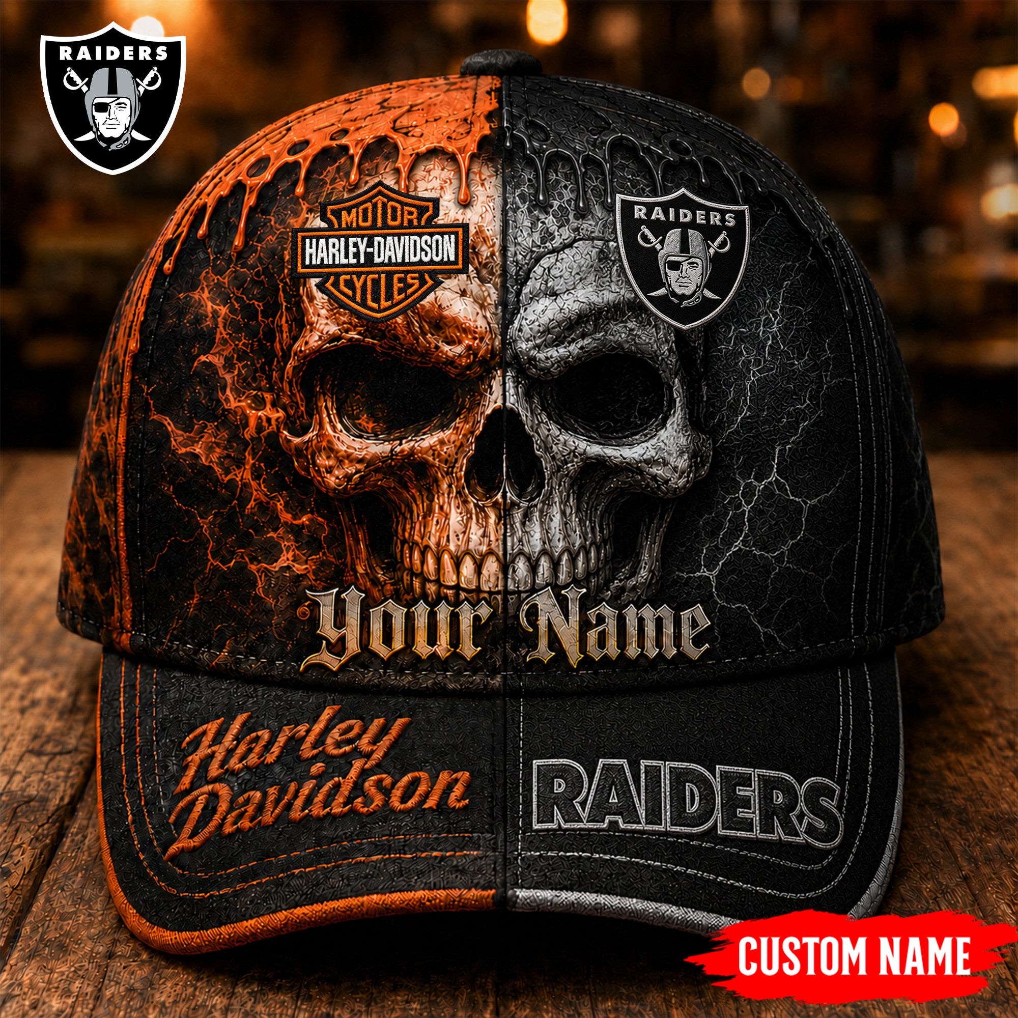 Lv.raiders | Premium  Harley Davidson Split Skull Classic Cap Nf1