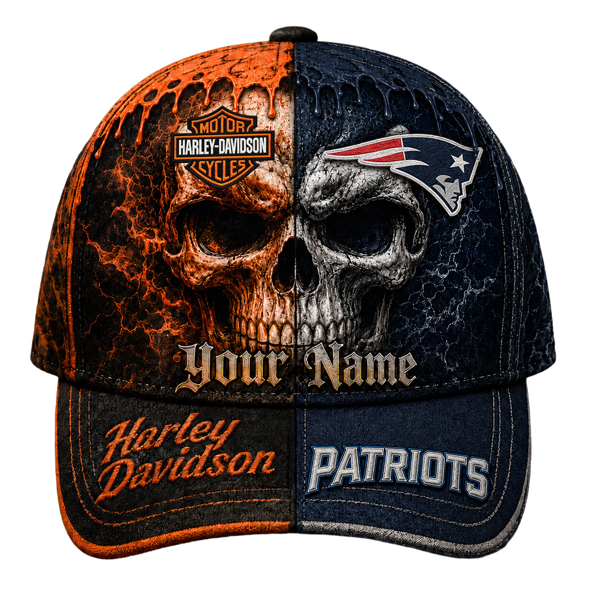 Ne.patriots | Premium  Harley Davidson Split Skull Classic Cap Nf1