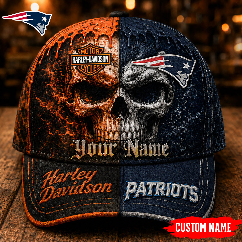 Ne.patriots | Premium  Harley Davidson Split Skull Classic Cap Nf1