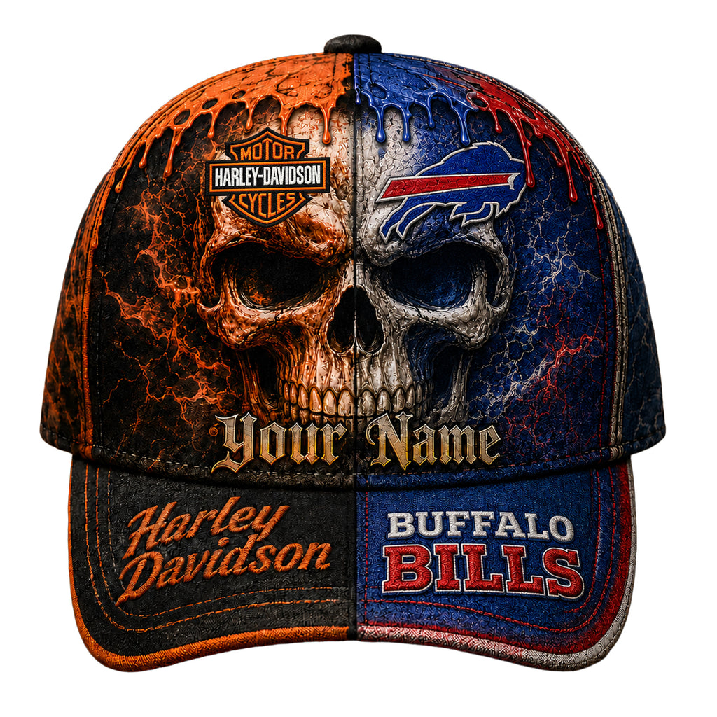 B.bills | Premium  Harley Davidson Split Skull Classic Cap Nf1
