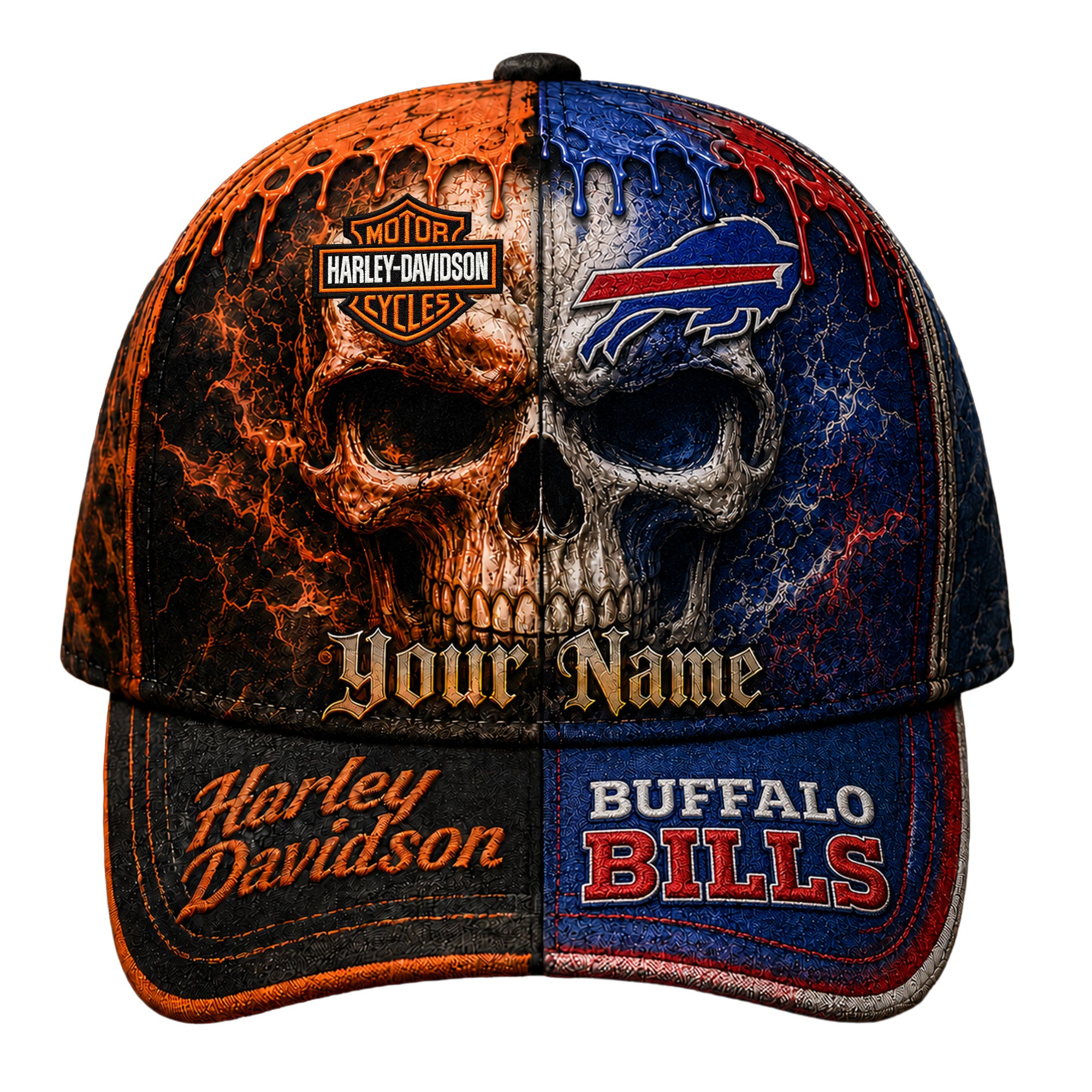 B.bills | Premium  Harley Davidson Split Skull Classic Cap Nf1