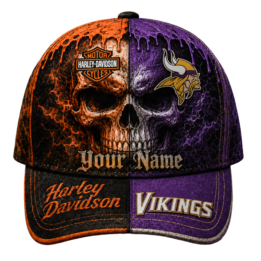M.vikings | Premium  Harley Davidson Split Skull Classic Cap Nf1